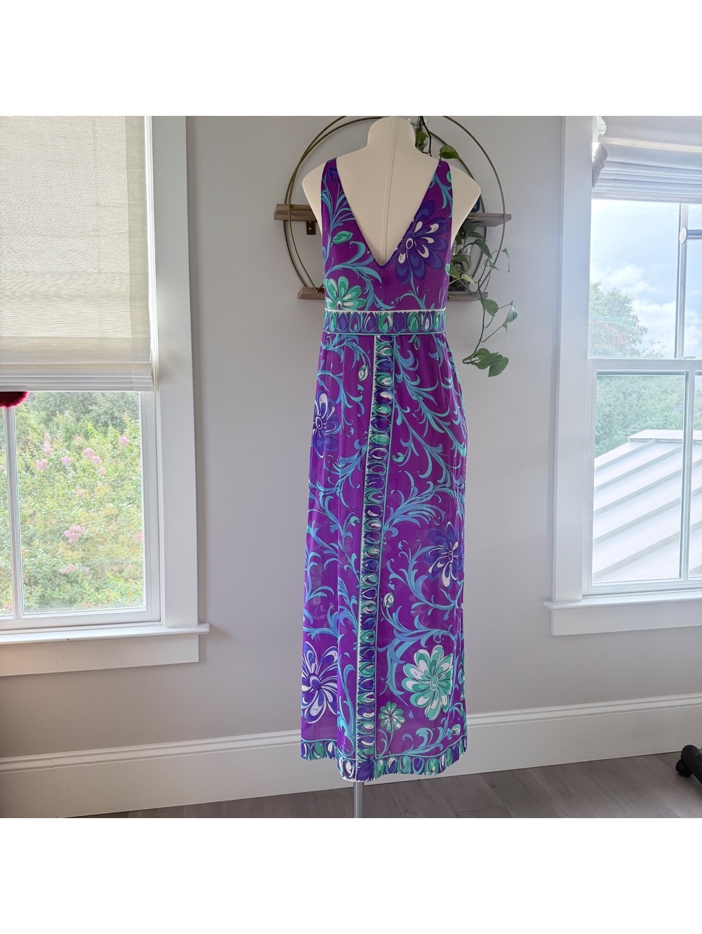 Vintage Emilio Pucci Formfit Rogers Purple Floral Maxi Dress Size S-M - Picture 4 of 11